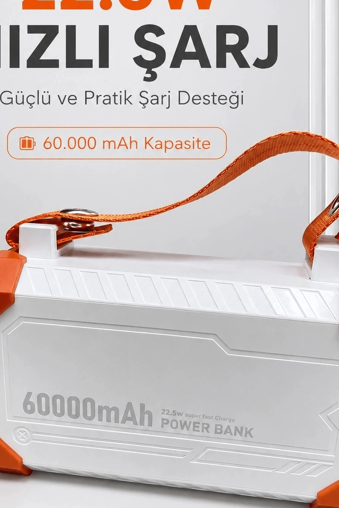 Entegre Kablolu 60000mAh 22.5W Hızlı Şarj Powerbank - Çoklu USB-C Çıkışlı Güç Bankası BX-313569