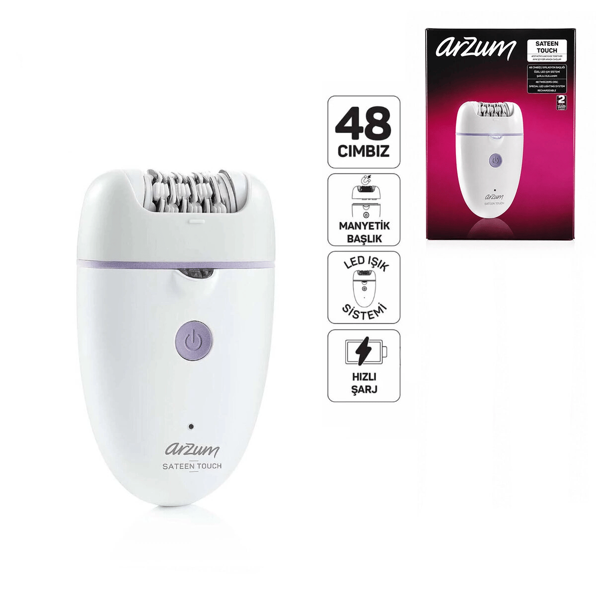 Epilatör Epilasyon Cihazı 48 Cımbız Manyetik Başlık Led Işık Sistem - Hızlı Şarj Ar5173-02 Bx40