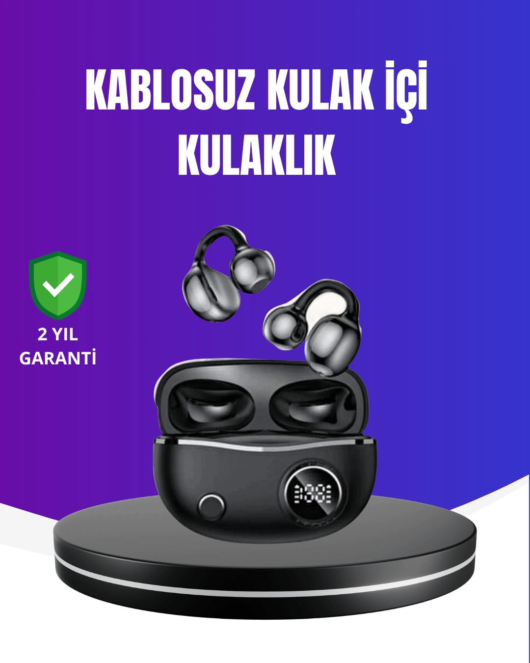 Ergonomik Klipsli Kablosuz Kulaklık – 30 Saat Pil ve Dokunmatik Kontrol Özelliği