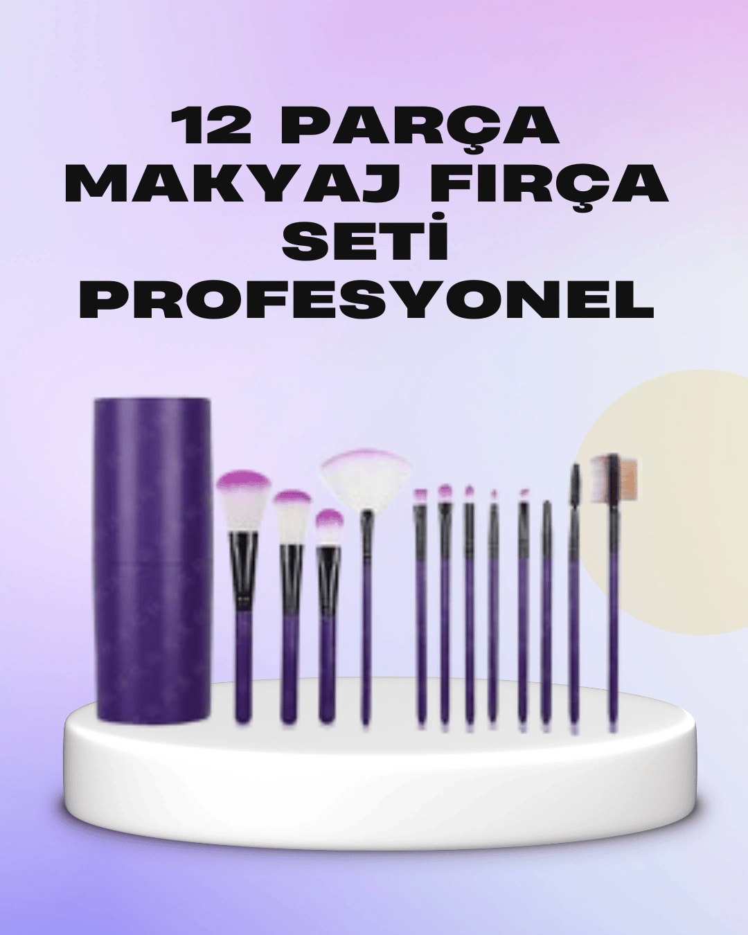 Ergonomik Saplı Fiber Kıllı 12'li Makyaj Fırça Takımı Göz ve Ten Makyajı İçin Uygun