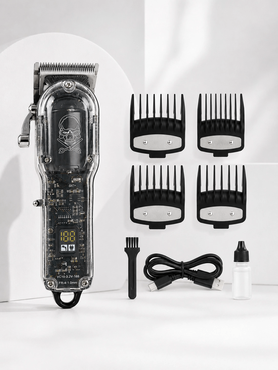 Erkek Saç Tıraş Makinesi Ayarlanabilir Bıçaklı 4 Taraklı 180 Dakika Kullanımlı LCD Ekranlı Şarjlı