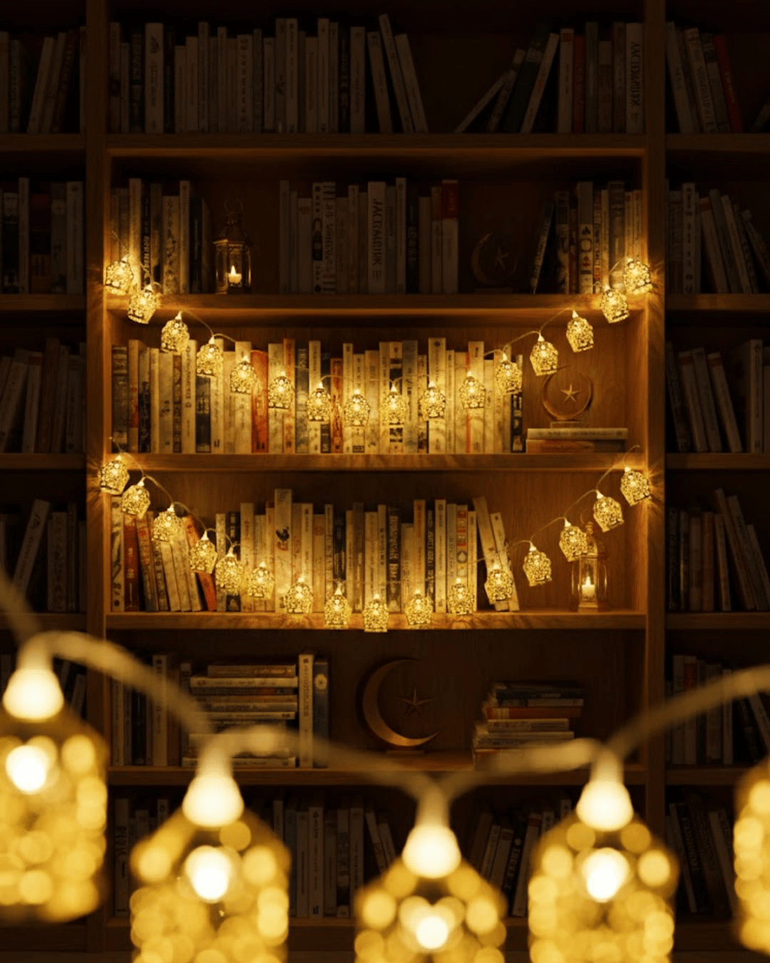 Ev Dekoru İçin Ramazan LED Işık Pilli Sıcak Sarı Cami Figürlü