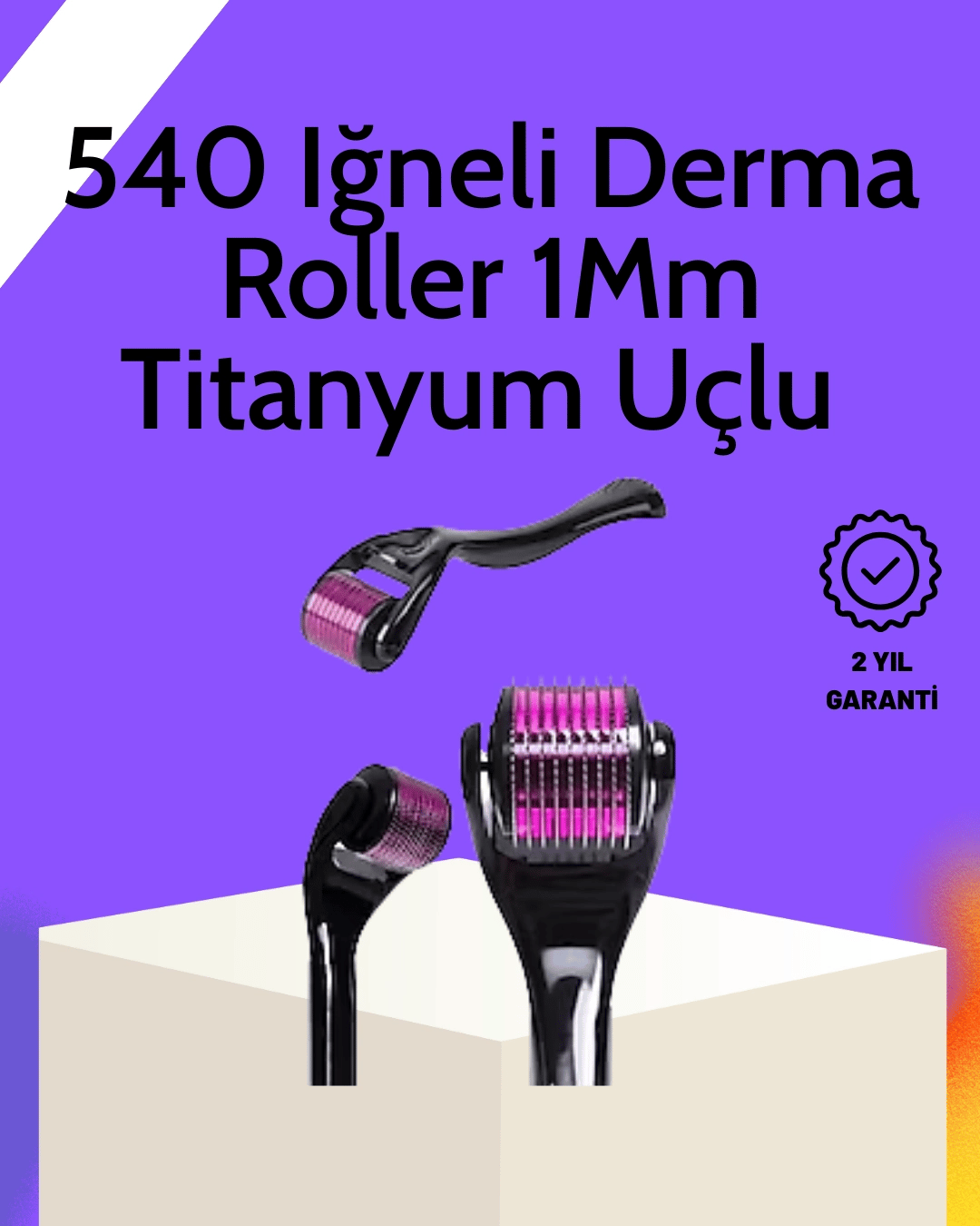Evde Güvenli Kullanım İçin Titanyum Derma Roller – Siyah Saplı