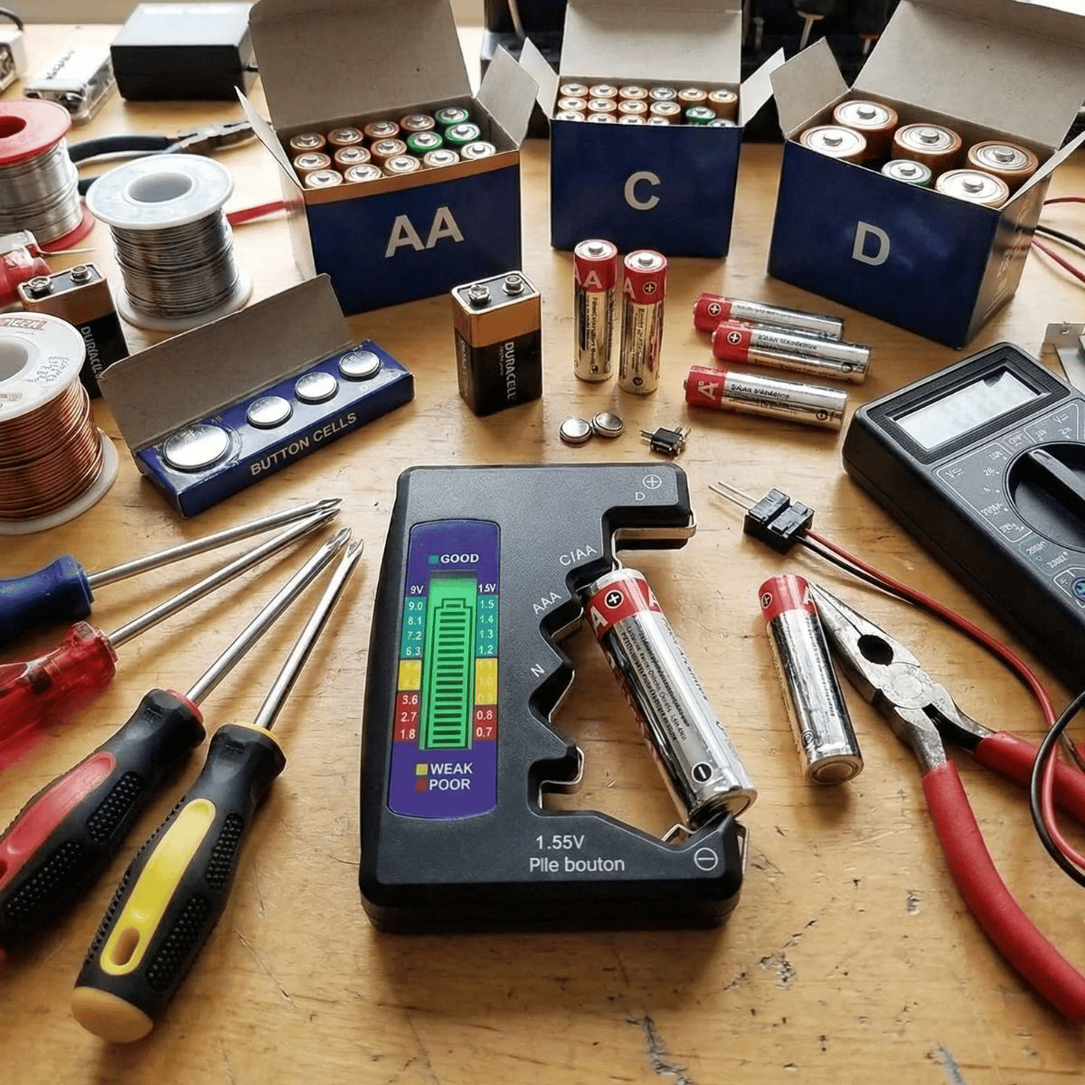 Evrensel Dijital Pil Test Cihazı – Aa, Aaa, C, D, N, 9v Ve Düğme Pil Uyumlu Mini Pil Kapasite & Seviye Ölçer Bx40