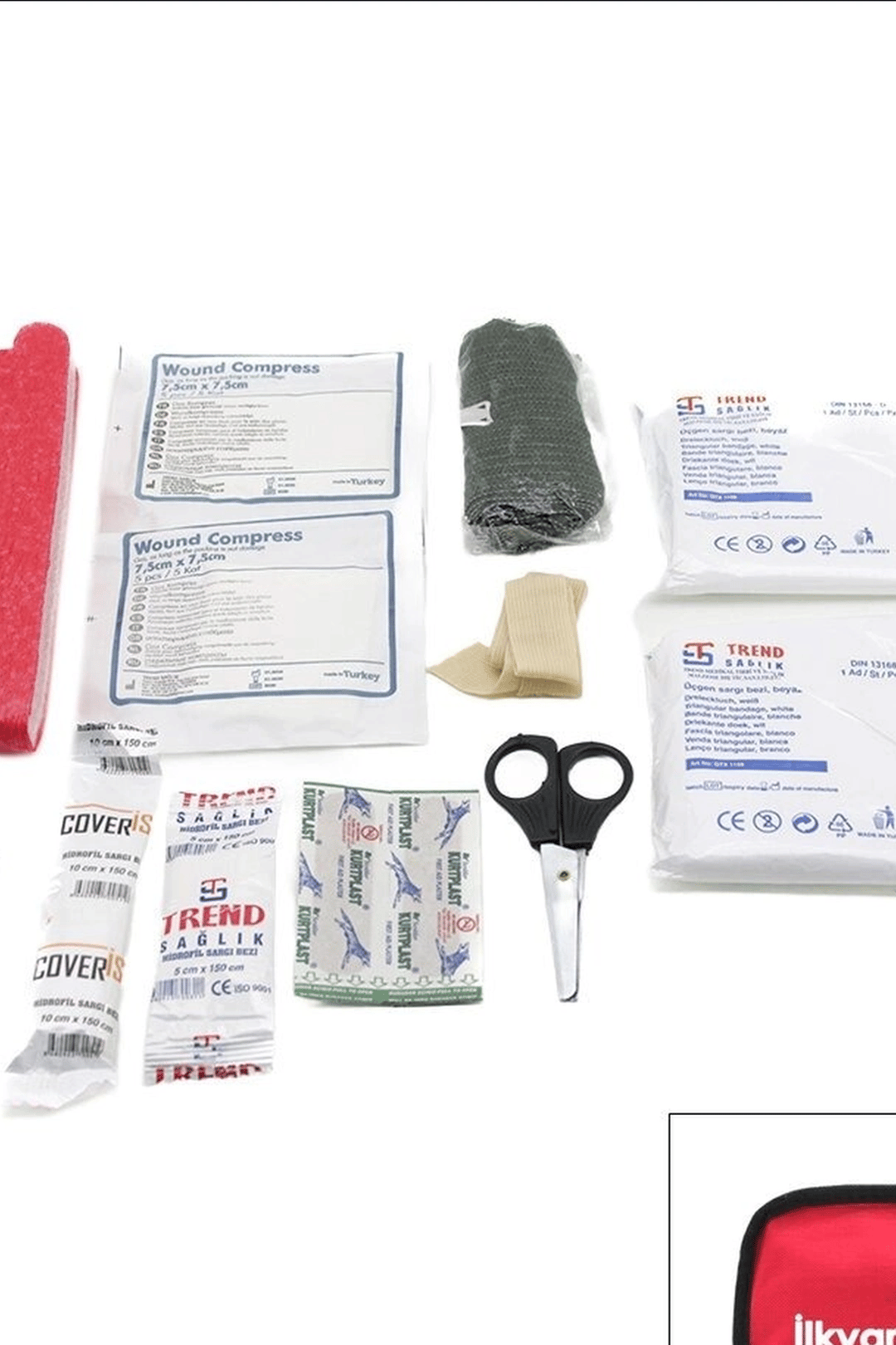 Fermuarlı Polyester Çantalı 17 Parça Acil İlk Yardım Seti Araba Ev Ofis BX-313494