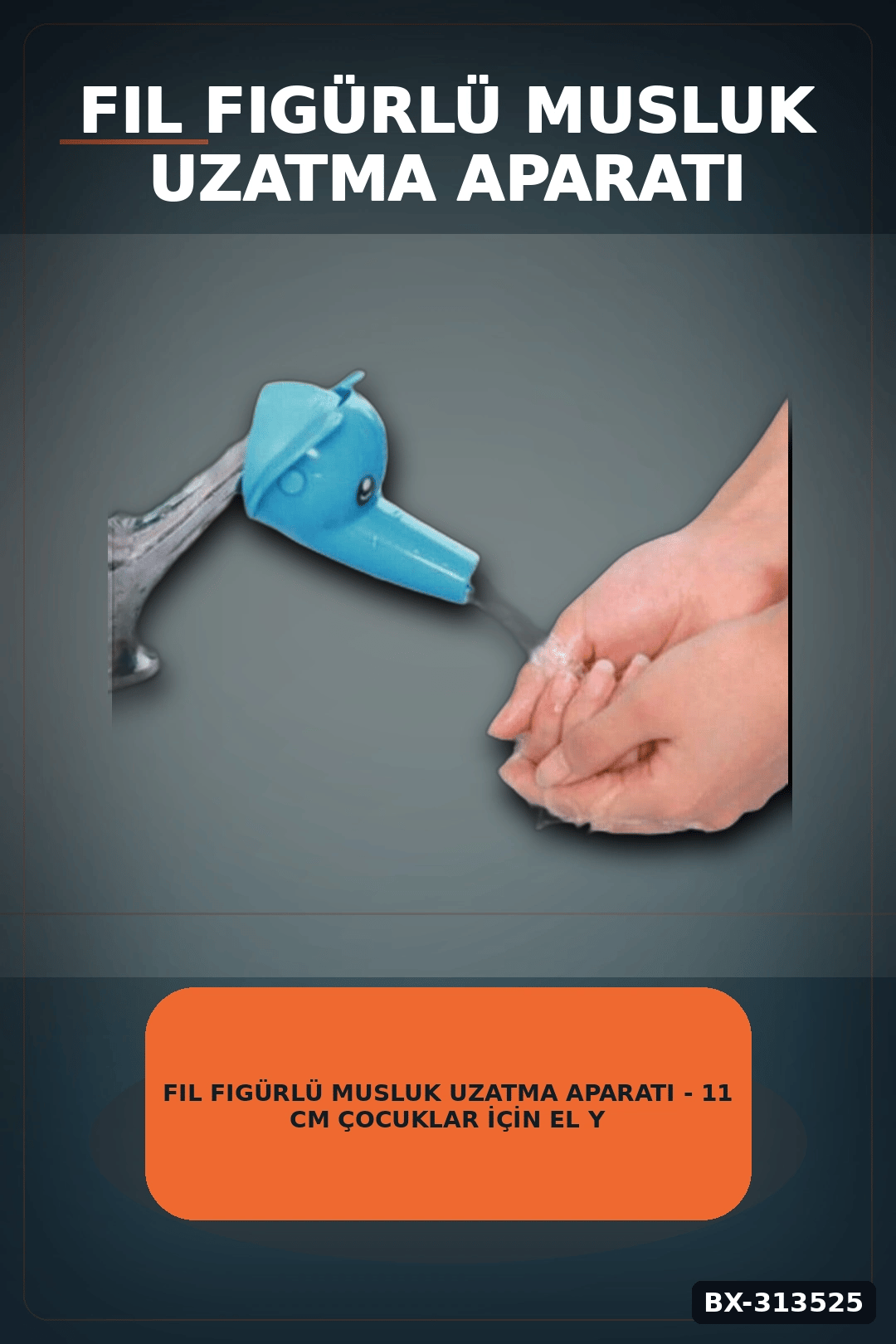 Fil Figürlü Musluk Uzatma Aparatı - 11 cm Çocuklar İçin El Yıkama Başlığı BX-313525