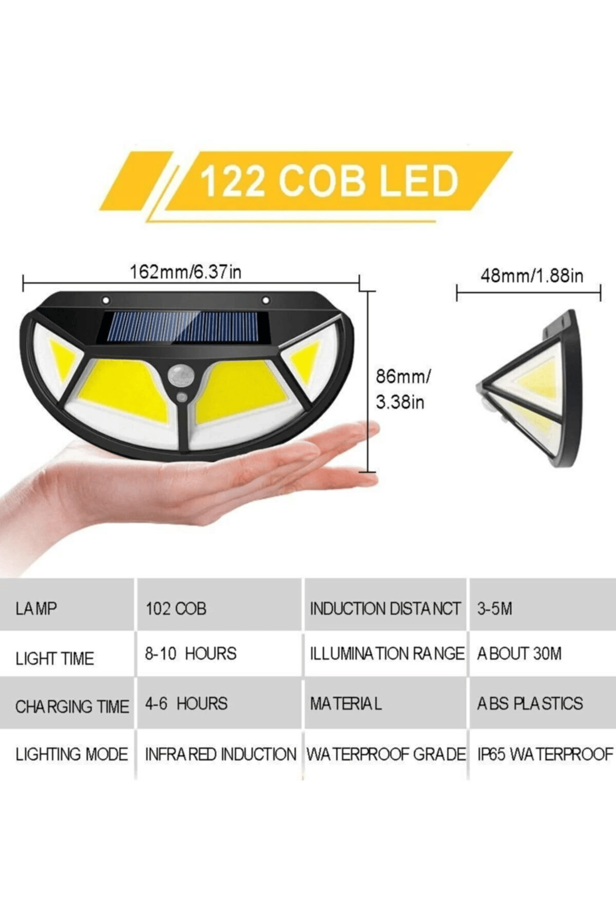 Fonksiyonel Sensörlü 102 Ledli Solar Bahçe Lambası