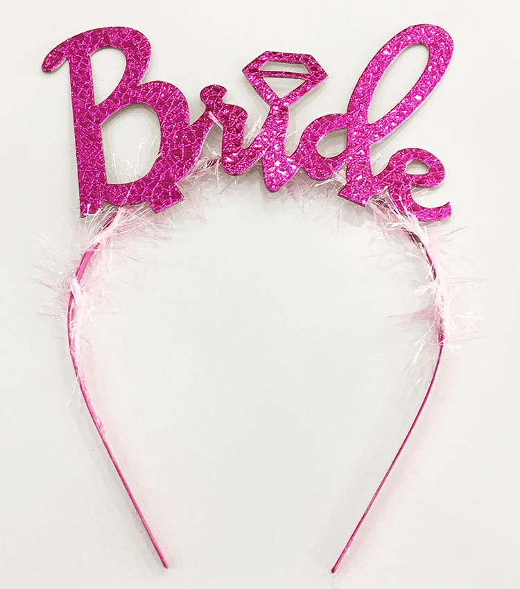 Fuşya Renk Bekarlığa Veda İtalik Yazı Alyanslı Bride Taç Bx40