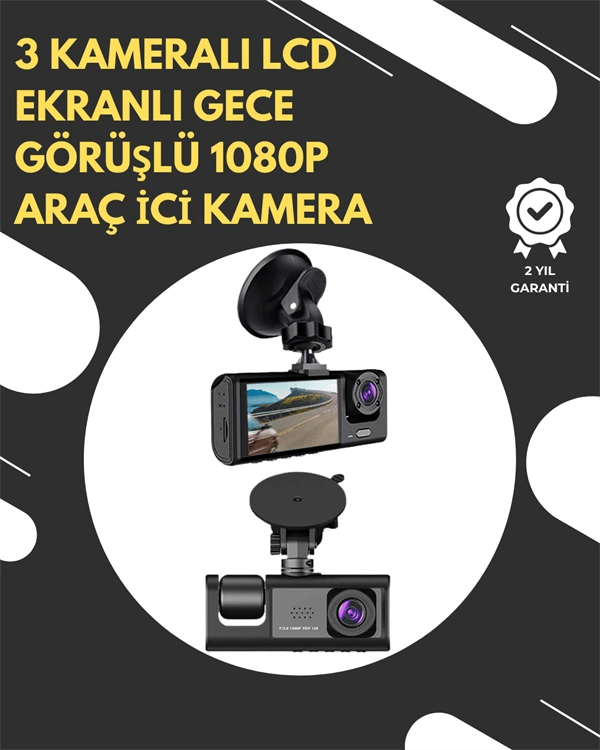 G-Sensör ve Hareket Algılama Destekli 1080p Araç İçi Güvenlik Kamerası