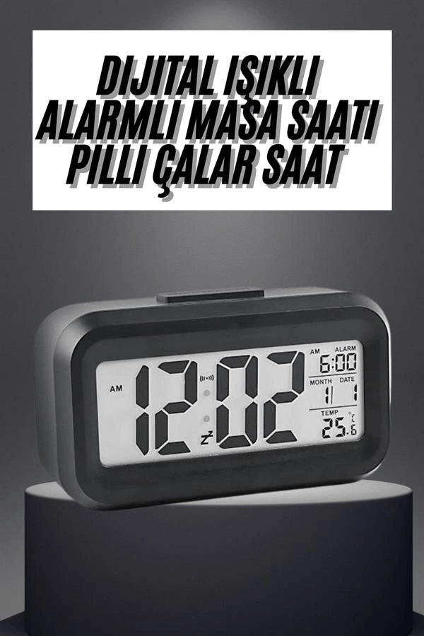 Gece Dijital Masa Saati Dijital Alarmlı Led Ekran Pilli Çalar Saat