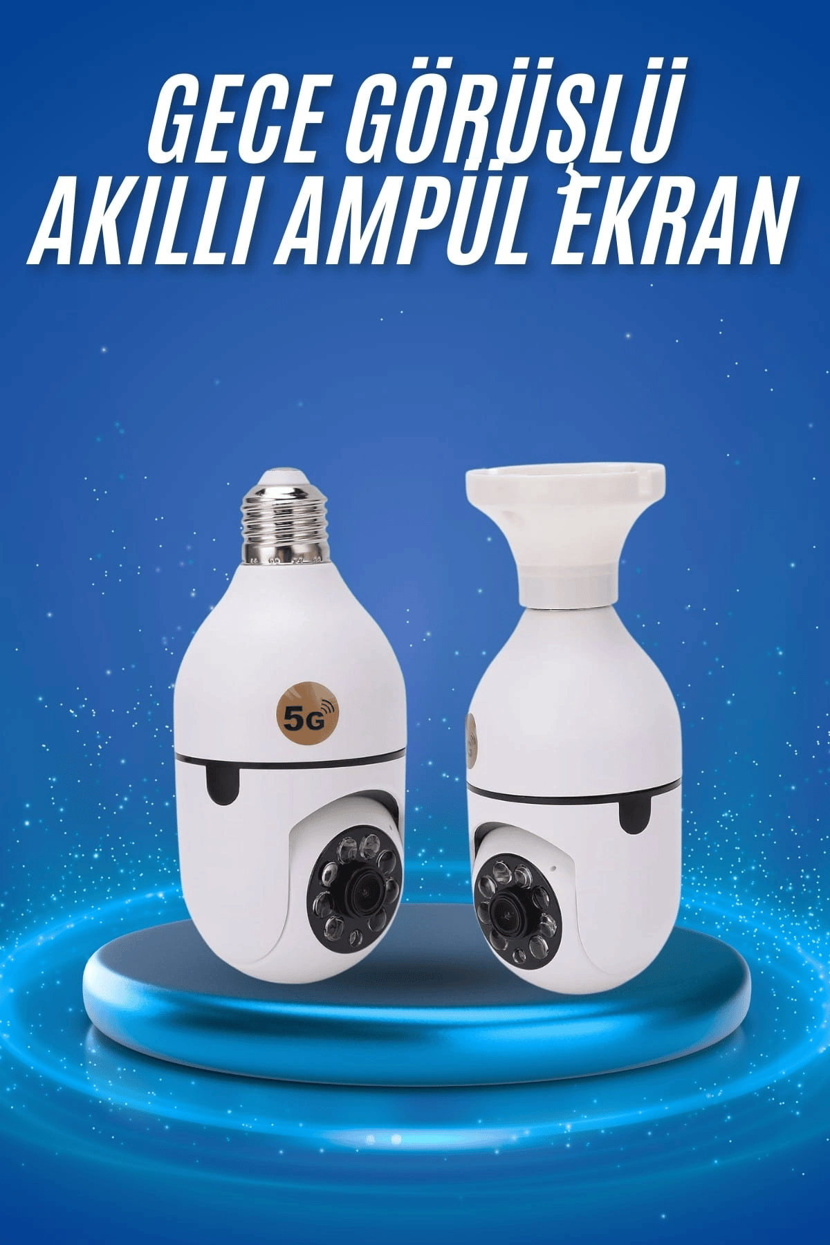 Gece Görüşlü Akıllı Dönebilen Ev Kamerası Ampül Kamera