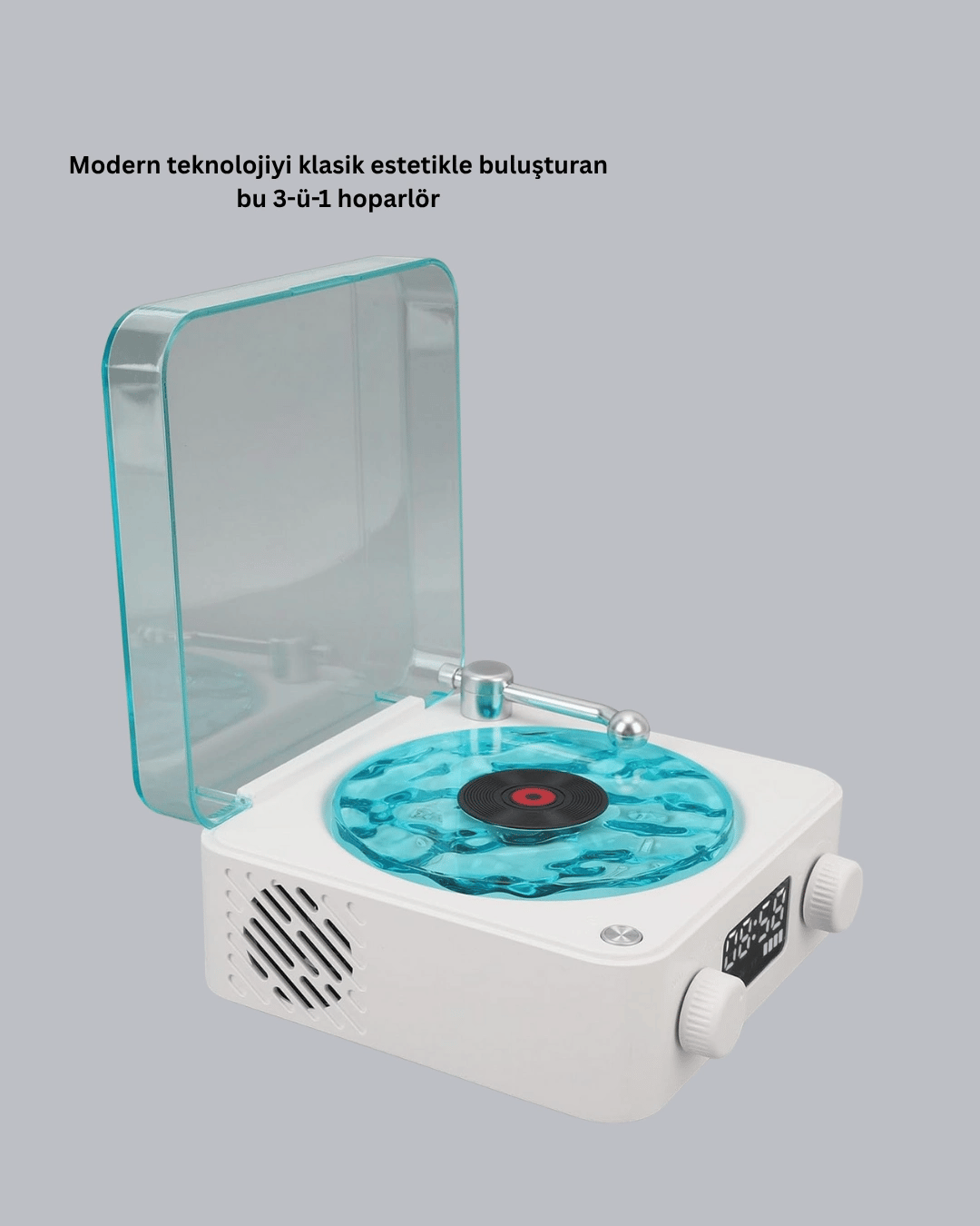 Gece Lambası Stereo Bluetooth Hoparlör Dijital Saatli Vintage Tasarım Çok Fonksiyonlu