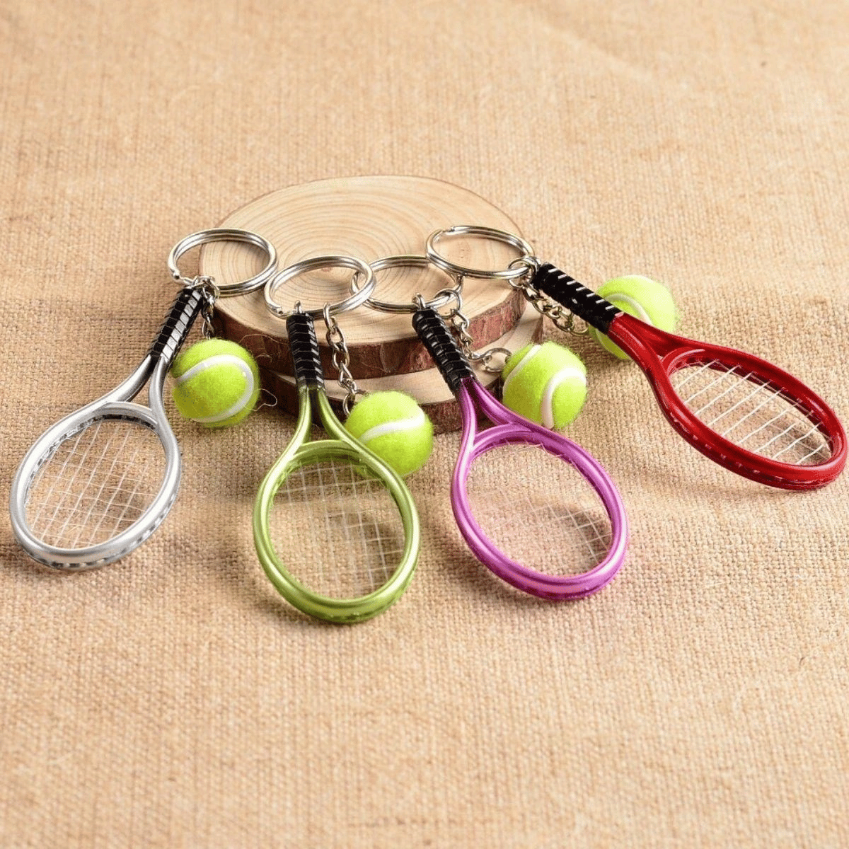 Gerçekçi Tenis Raketi Tasarımlı Şık Anahtarlık Kolye Çanta Süsü Tennis Keychain Bx40