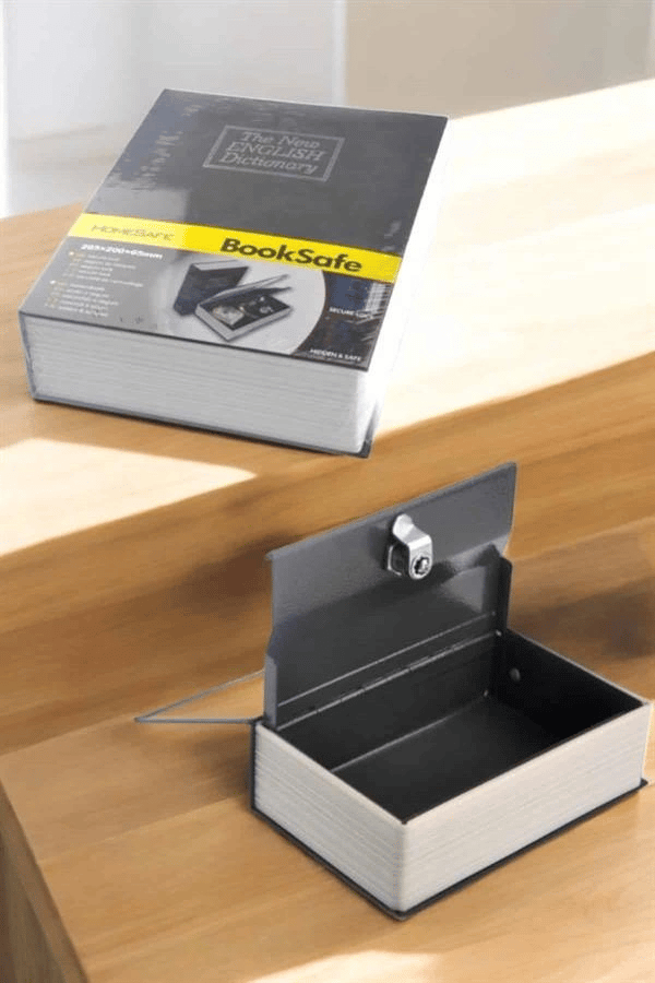 Gizli Kasa İngilizce Sözlüğü Kitap Görünümlü Anahtarlı Gizli Mini Çelik Kasa Kilitli