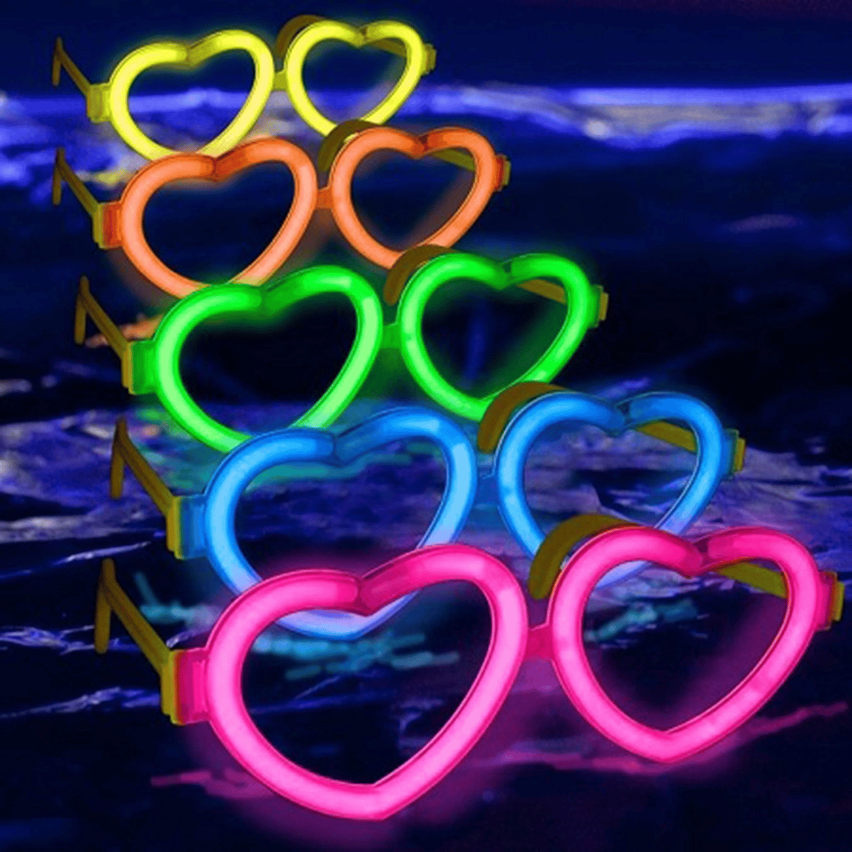 Glow Kalpli Fosforlu Gözlük 6’lı Renkli Set – Neon Parti Bx40