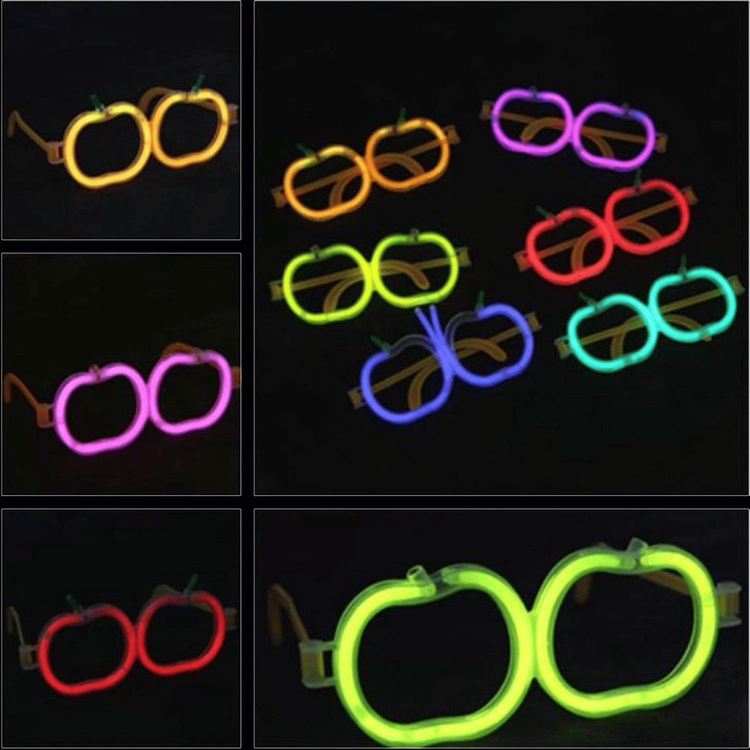 Glow Stick Elma Gözlük - Glow Partisi Gözlüğü - Glow Stick Gözlük 12 Adet Bx40