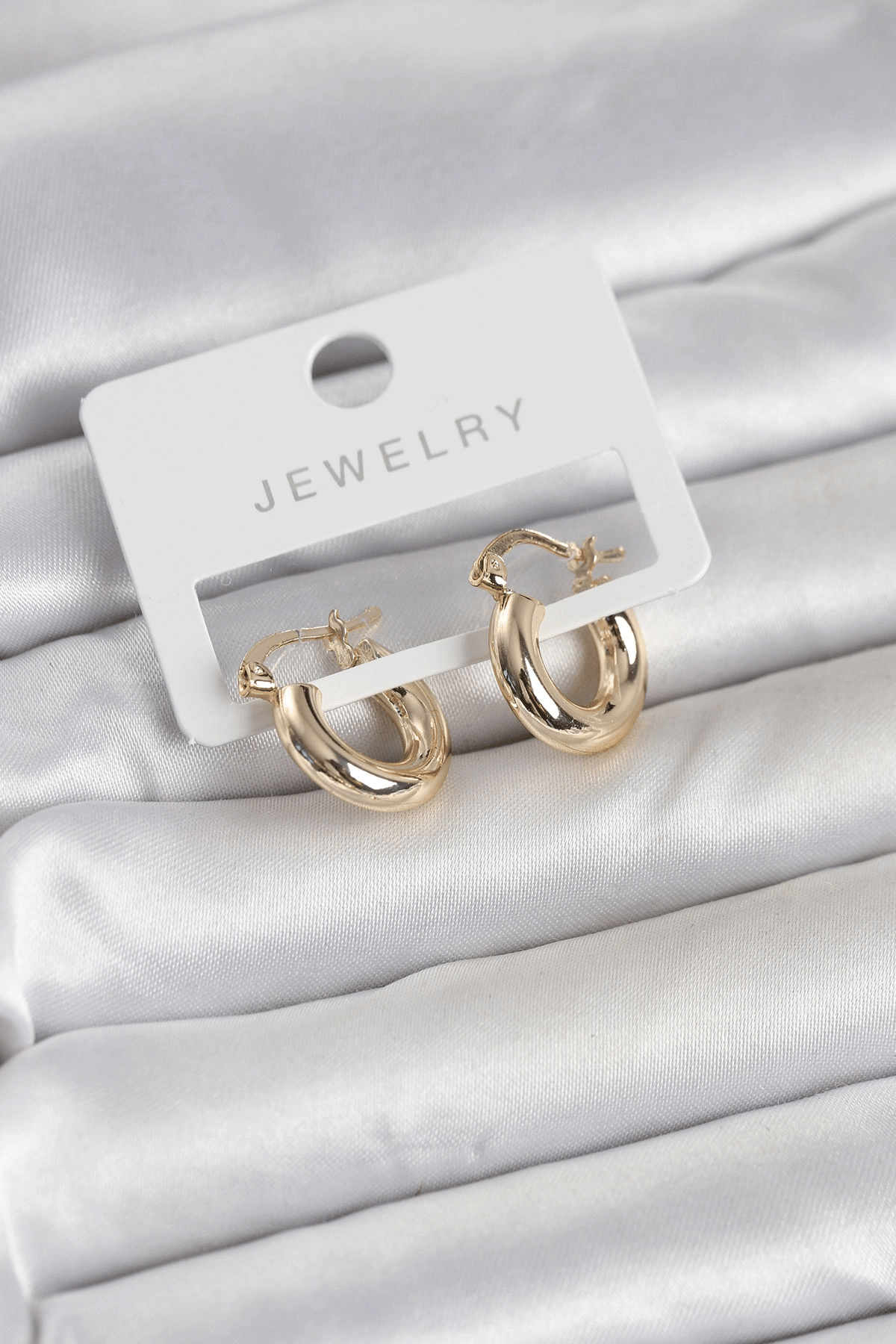 Gold Renk Pirinç Halka 15 mm Kadın Küpe
