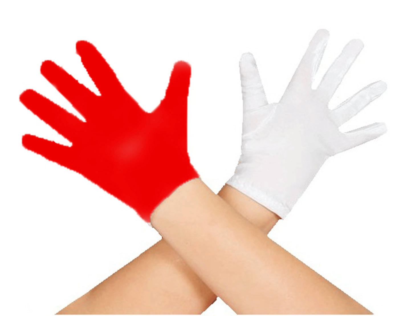 Gösteriler İçin 1 Çift Kırmızı Beyaz Pandomim Eldiveni Çocuk Boy Bx40