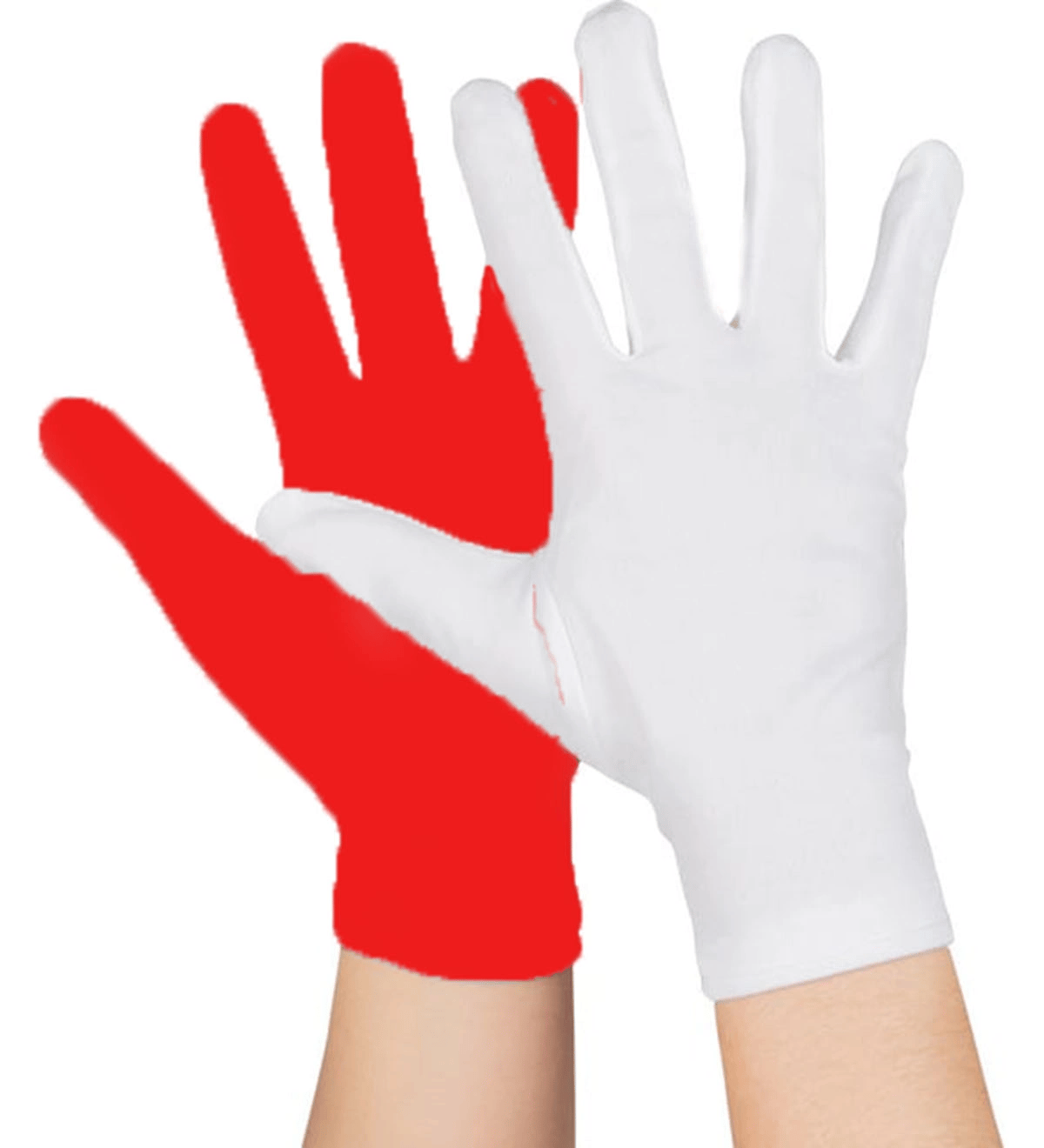 Gösteriler İçin 1 Çift Kırmızı Beyaz Pandomim Eldiveni Çocuk Boy Bx40