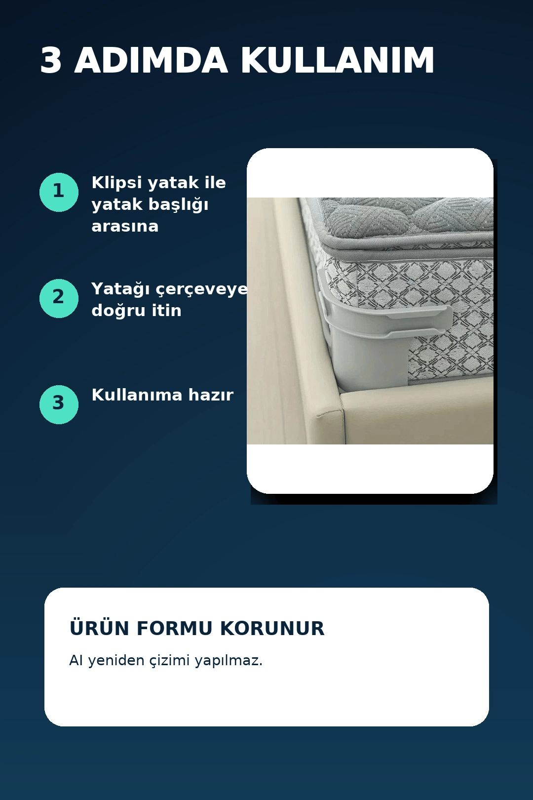 Gri Plastik Yatak Sabitleme Klipsi - Kaymaz Yatak Tutucu, Yatak Çerçevesine Sabitleme Aparatı