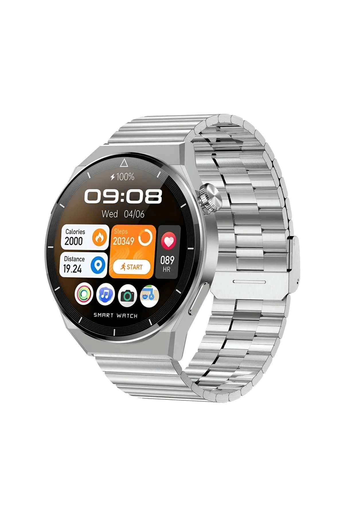 GT3 Max Elegant Smart Watch GT3 Max Elegant Erkek Akıllı Saat Deri-Metal-Silikon 3 Kordonlu