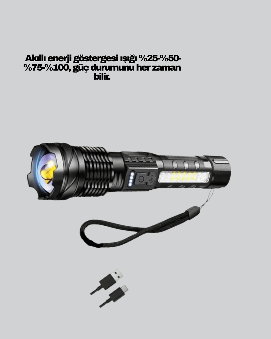 Güçlü LED El Feneri Şarj Edilebilir Çok Modlu