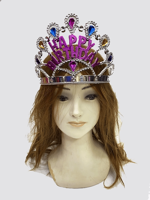 Gümüş Renk Happy Birthday Yazılı Doğum Günü Tacı 60 Cm Bx40