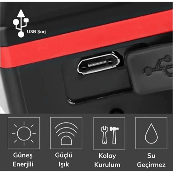 Güneş Enerjili Bisiklet Işıklı Korna