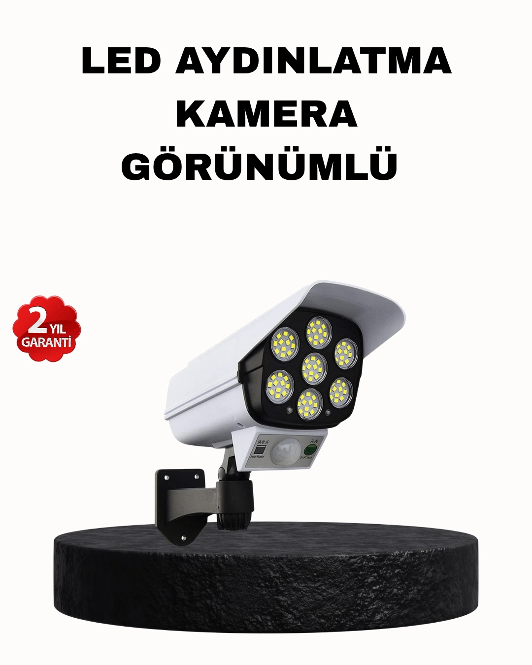 Güneş Enerjili Güvenlik Işığı Dış Mekan 5 Eksen Ayarlı ve PIR Hareket Sensörlü