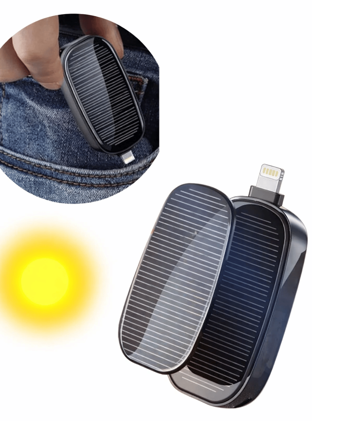 Güneş Enerjili Mini Powerbank 1200mAh Ultra İnce Taşınabilir