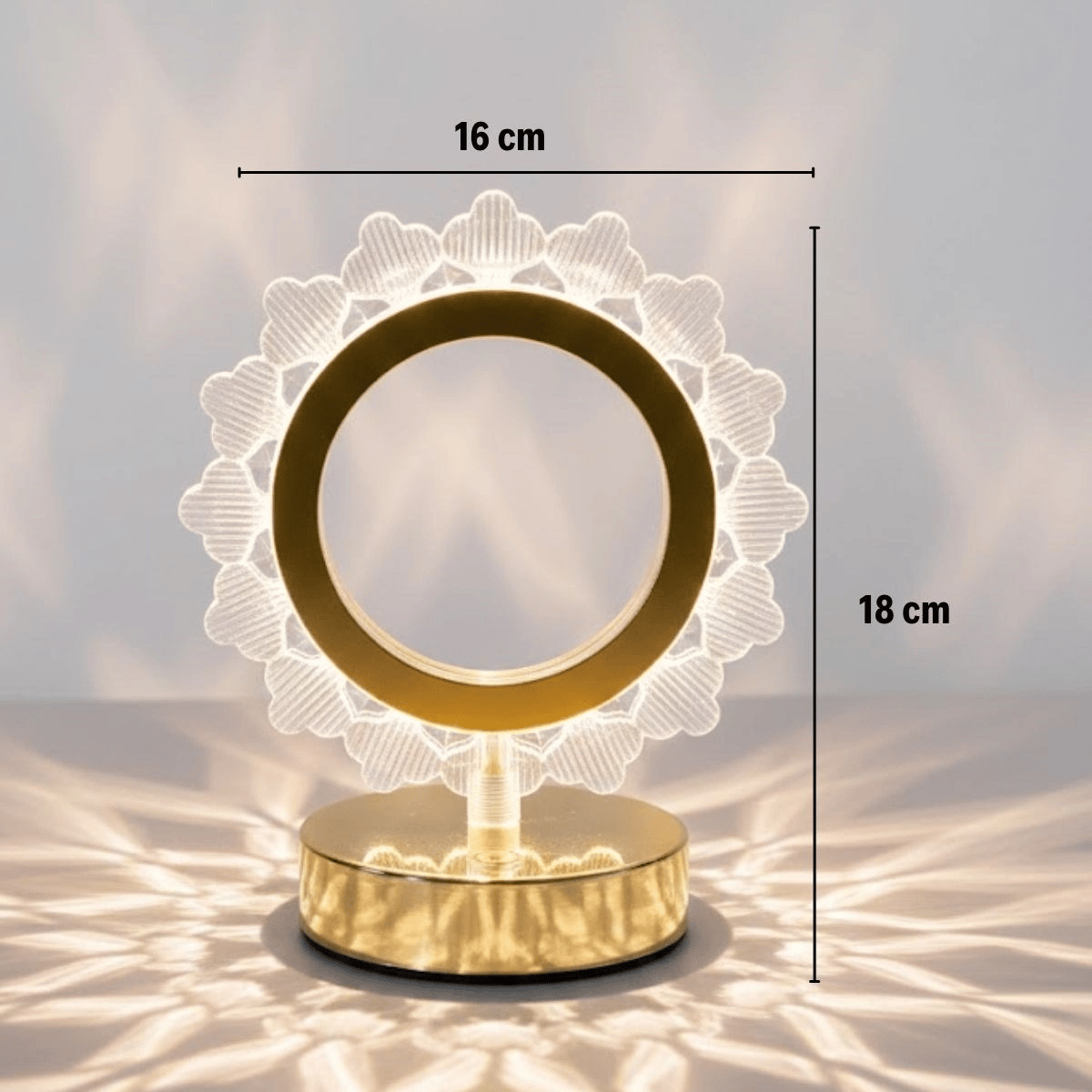 Güneş Şeklinde Kristal Led Masa Lambası – Dokunmatik, 3 Renk Işık Modlu, Şarjlı Mini Dekoratif Gece Lambası Bx40