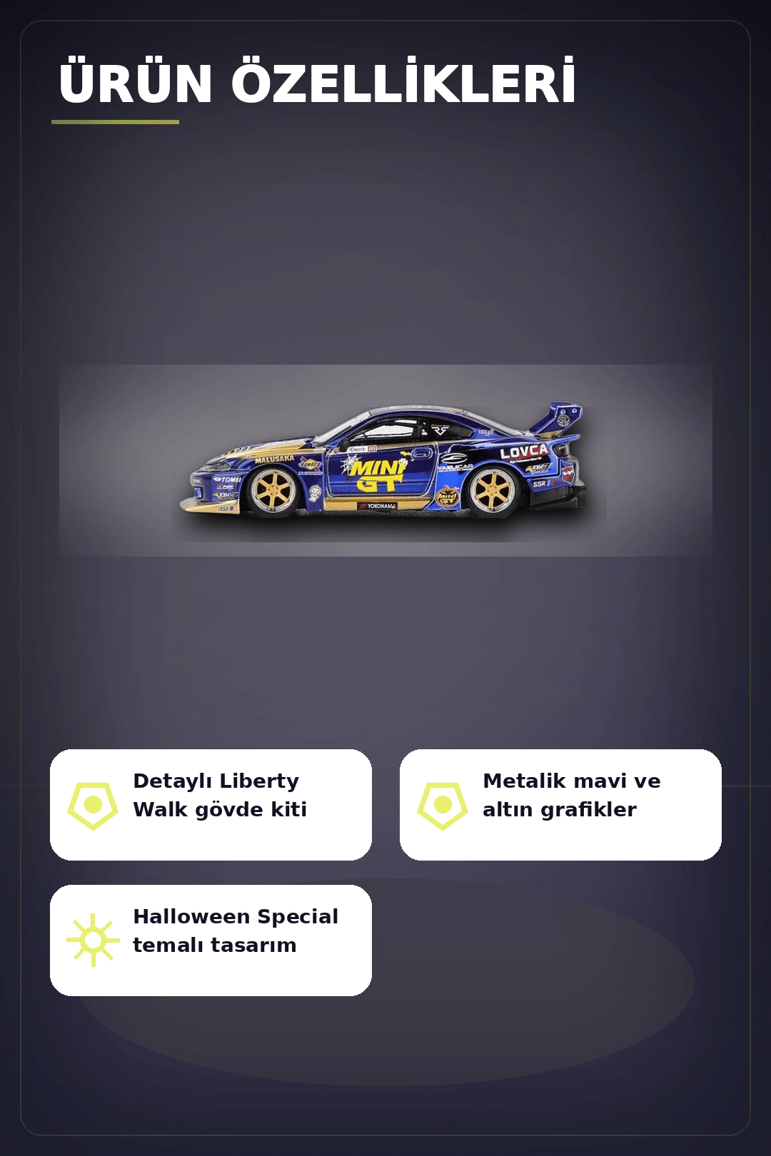 Halloween Temalı 1/64 Nissan S15 Silvia Diecast Model Araba, Koleksiyonluk Parça BX-313404