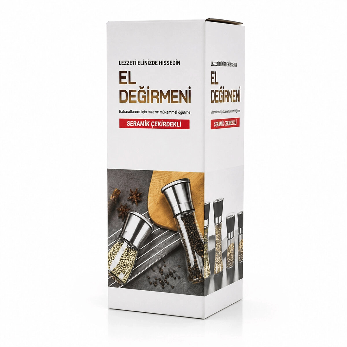 Hand Grınder Büyük Cam Hazneli - Pls.kapaklı - Krom Belli Tuz - Baharat Öğütücü Bx40