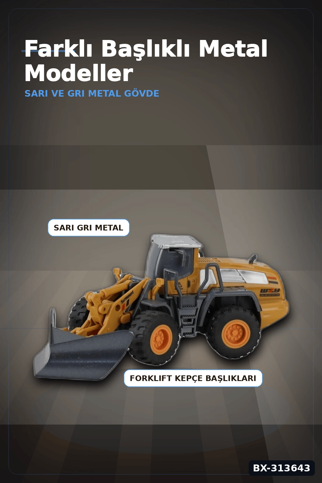 Hareketli Kepçe Kolu 14 cm Metal Iş Makinesi - 3+ Yaş Inşaat Araç Seti BX-313643