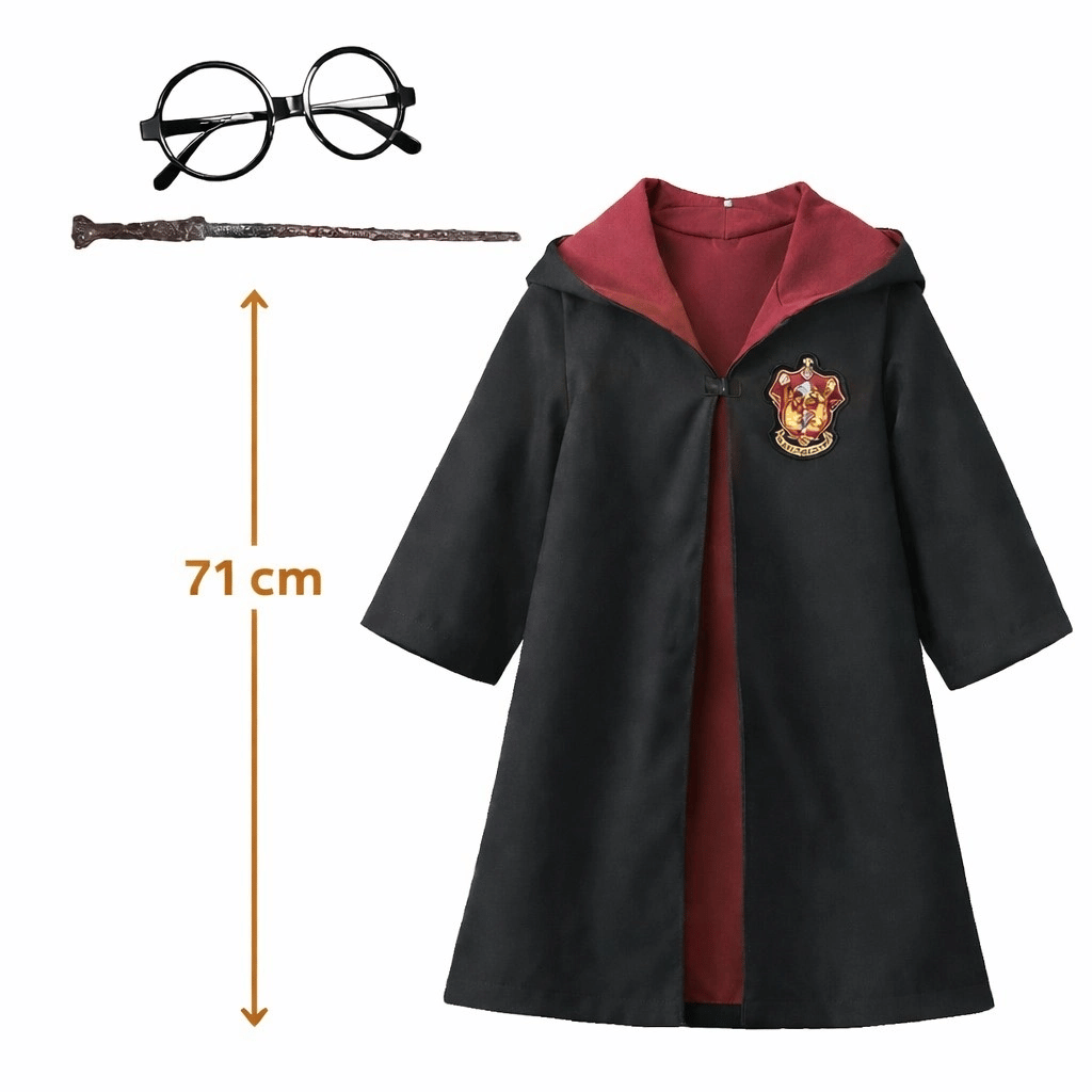 Harry Potter Çocuk Bebek Kostüm Seti – Asa Gözlük Pelerin 71 Cm (2-4 Yaş) Bx40