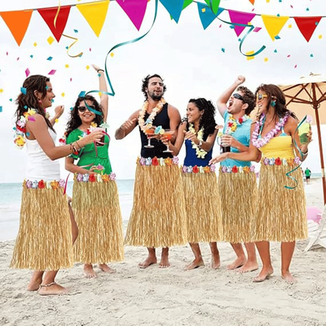 Hawaii Tarzı Hula Eteği – 60 Cm Hasır Naturel Etek Bx40