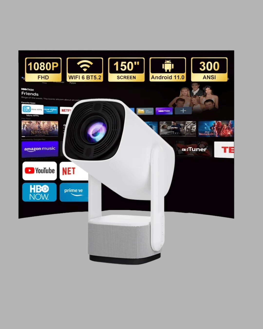 HD 720p Projeksiyon Cihazı – Geniş Ekran, 10.000 Saat Ampul Ömrü, Ev Sineması Deneyimi