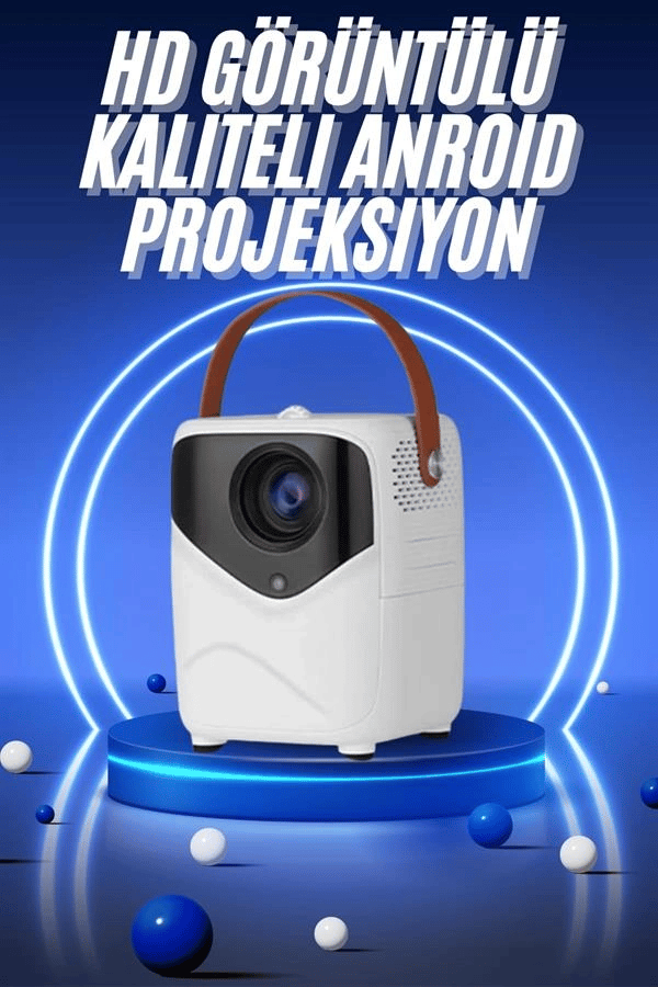 HD Ayaklı Portatif Projeksiyon Cihazı Bluetooth Wifi Akıllı Android İşlemcili