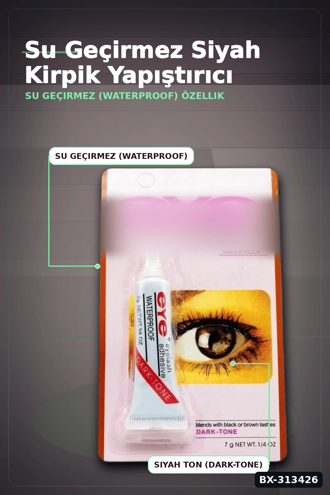 Hızlı Kuruyan Siyah Kirpik Yapıştırıcı 362 - Tek Şişe, Profesyonel Kozmetik Aksesuarı BX-313426