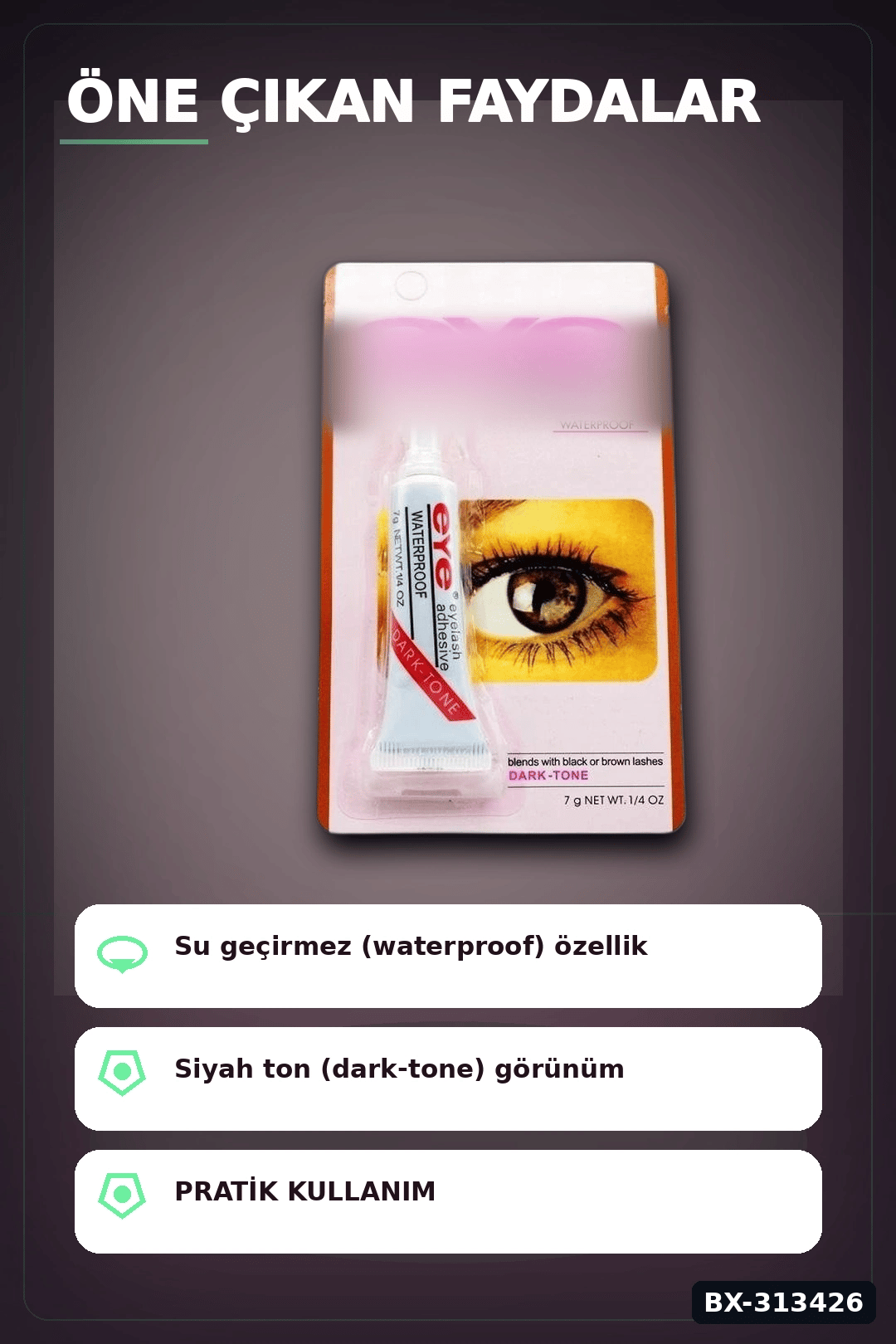 Hızlı Kuruyan Siyah Kirpik Yapıştırıcı 362 - Tek Şişe, Profesyonel Kozmetik Aksesuarı BX-313426