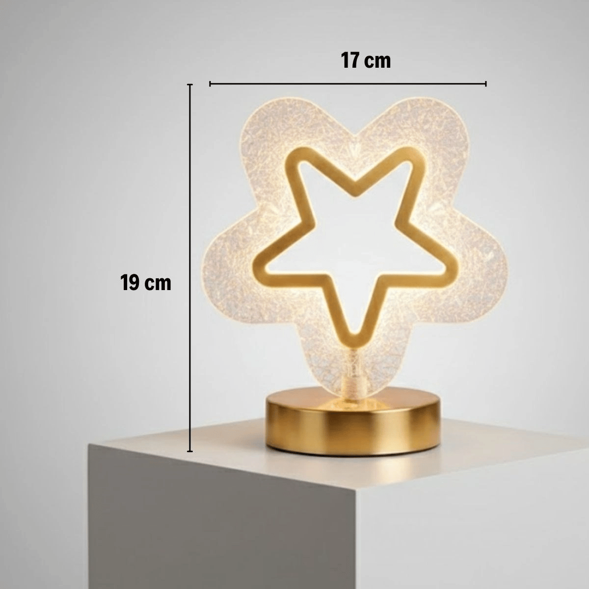 İçi Boş Yıldız Şeklinde Kristal Led Masa Lambası – Dokunmatik, 3 Renk Işık Modlu, Şarjlı Mini Dekoratif Gece Lambası Bx40