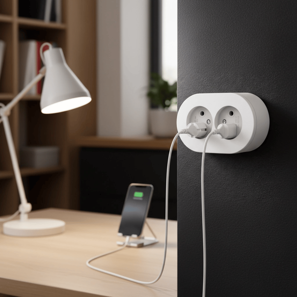 İkili Beyaz Topraklı Sıva Üstü Priz - Modern Elektrik Çiftli Priz