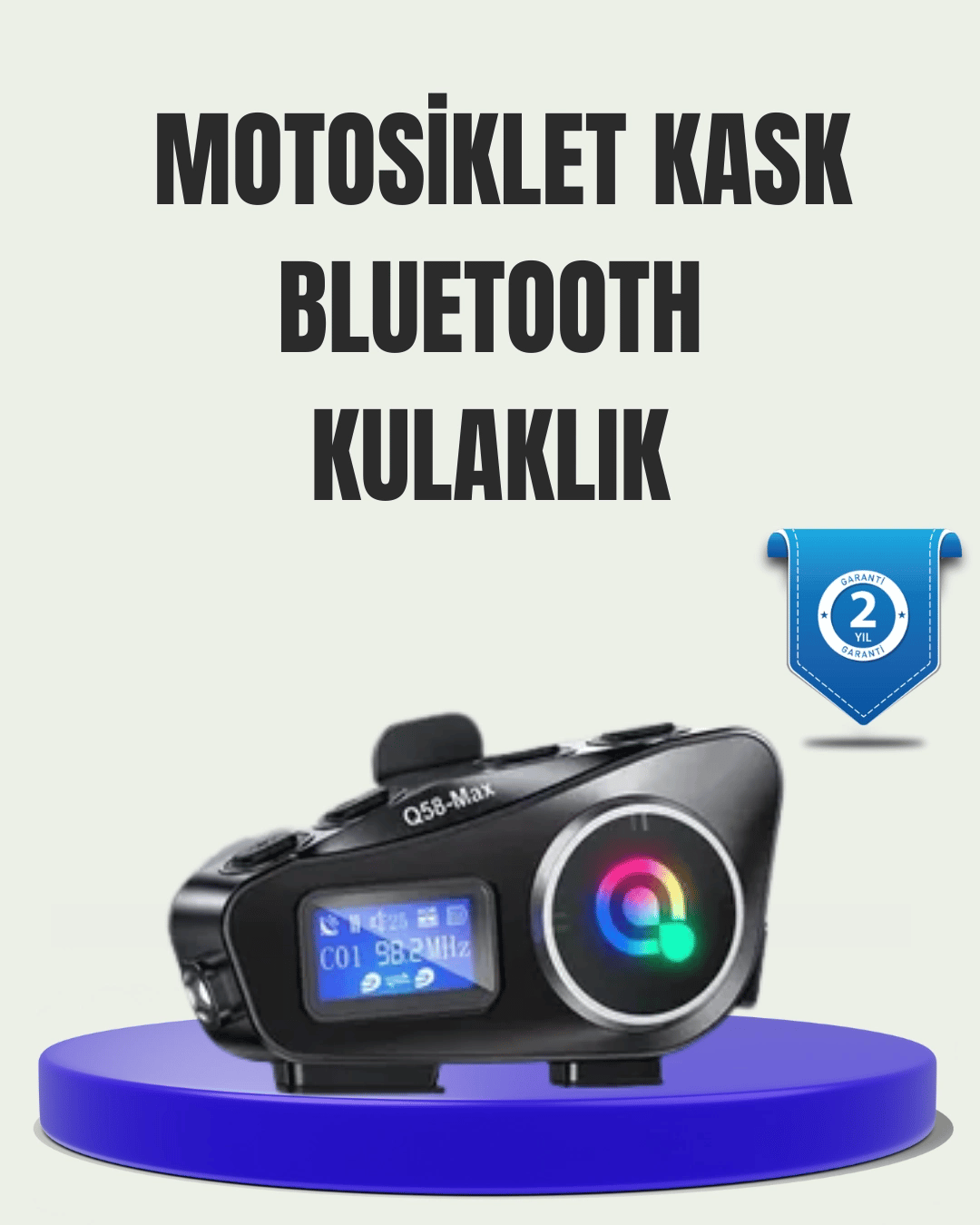 IP65 Suya Dayanıklı Kask Bluetooth Kulaklık LCD Ekranlı