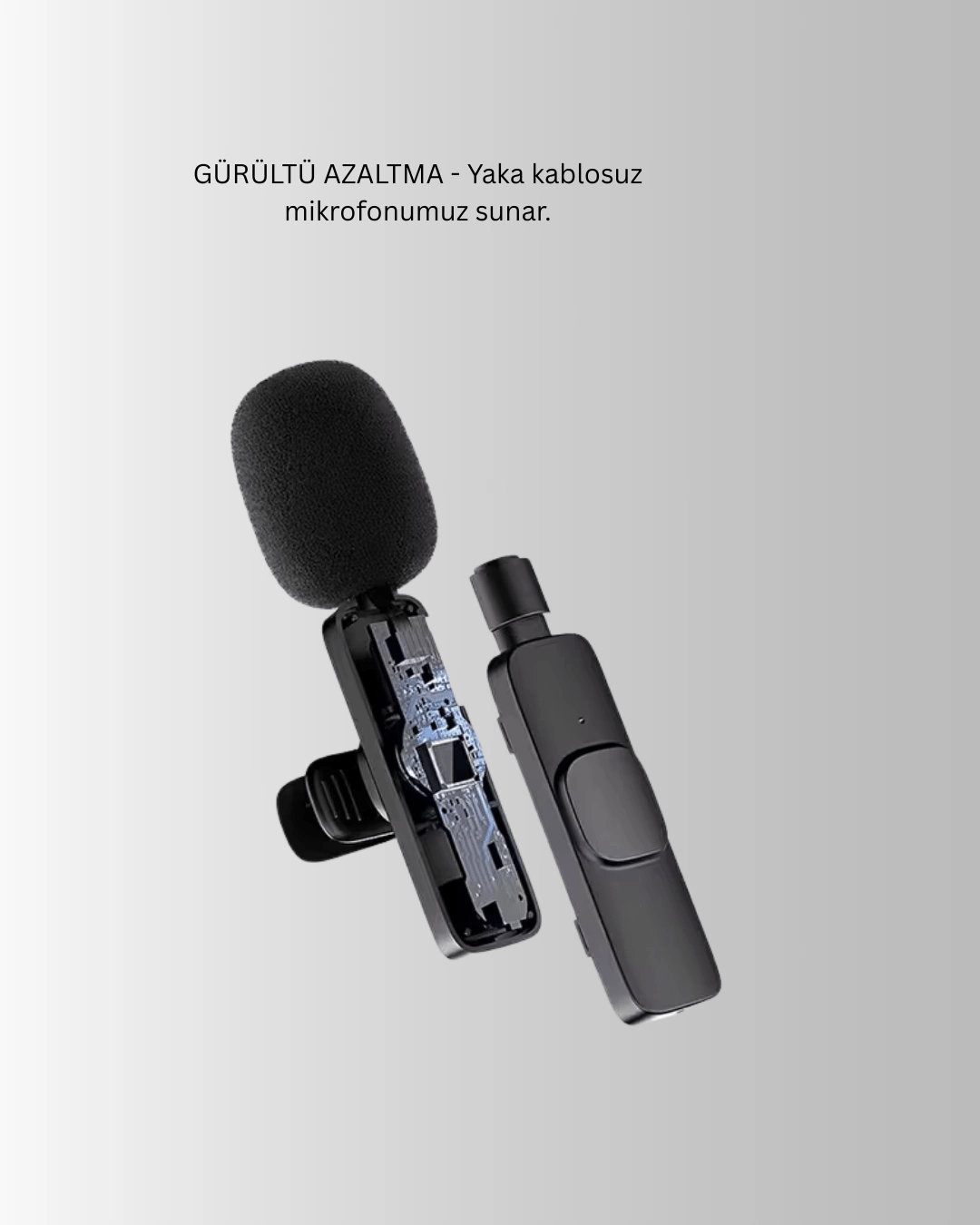 iPhone Uyumlu Çift Mikrofonlu Kablosuz Yaka Seti Profesyonel Ses