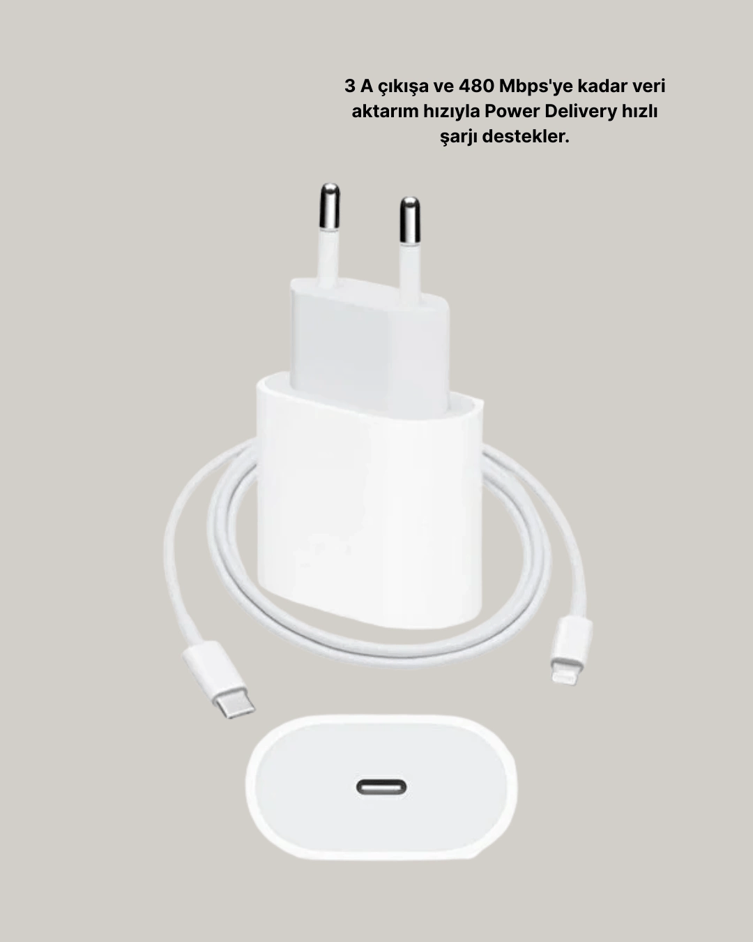 iPhone ve iPad Uyumlu 20W Güvenli USB-C Hızlı Şarj Adaptörü