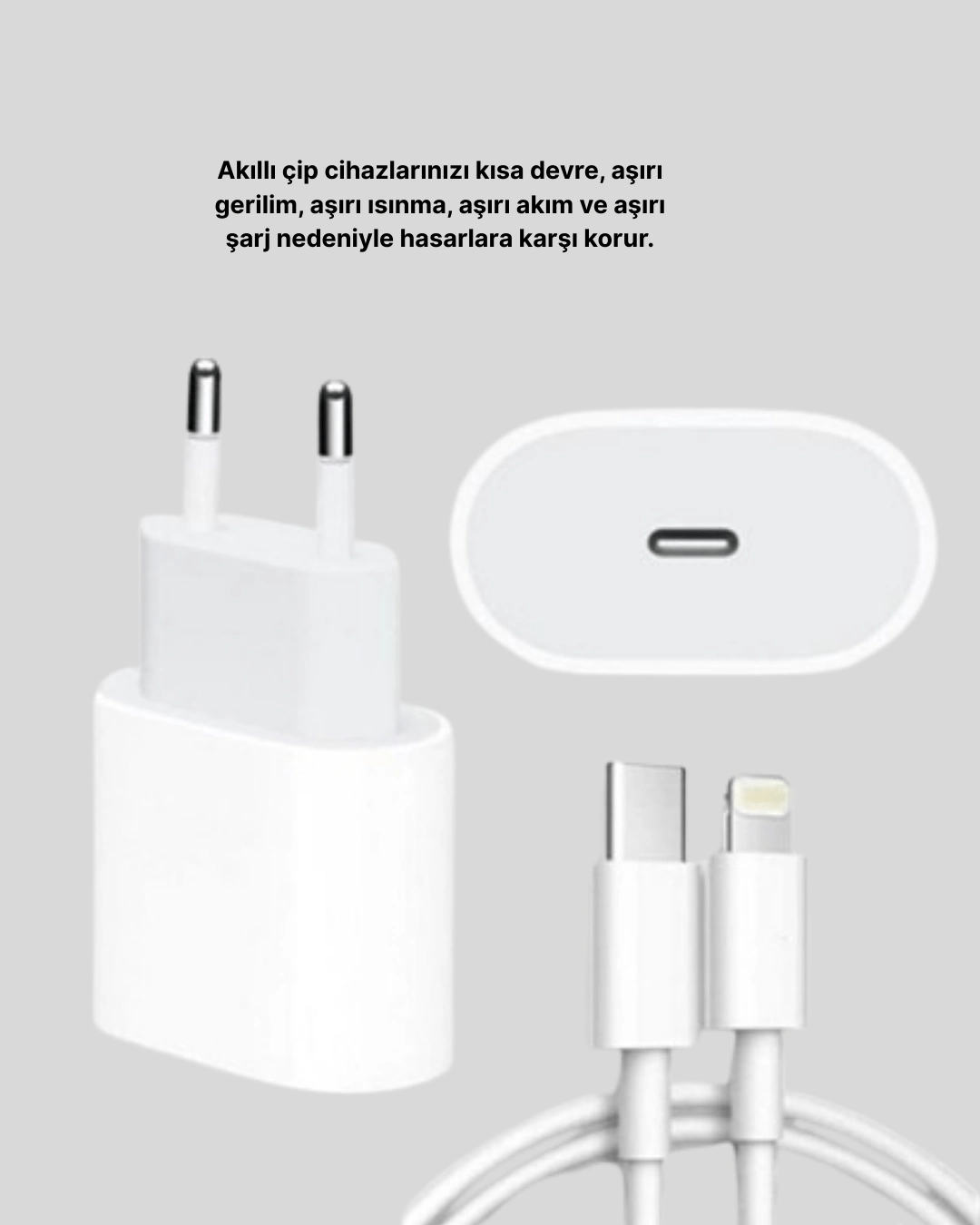 iPhone ve iPad Uyumlu 20W Güvenli USB-C Hızlı Şarj Adaptörü