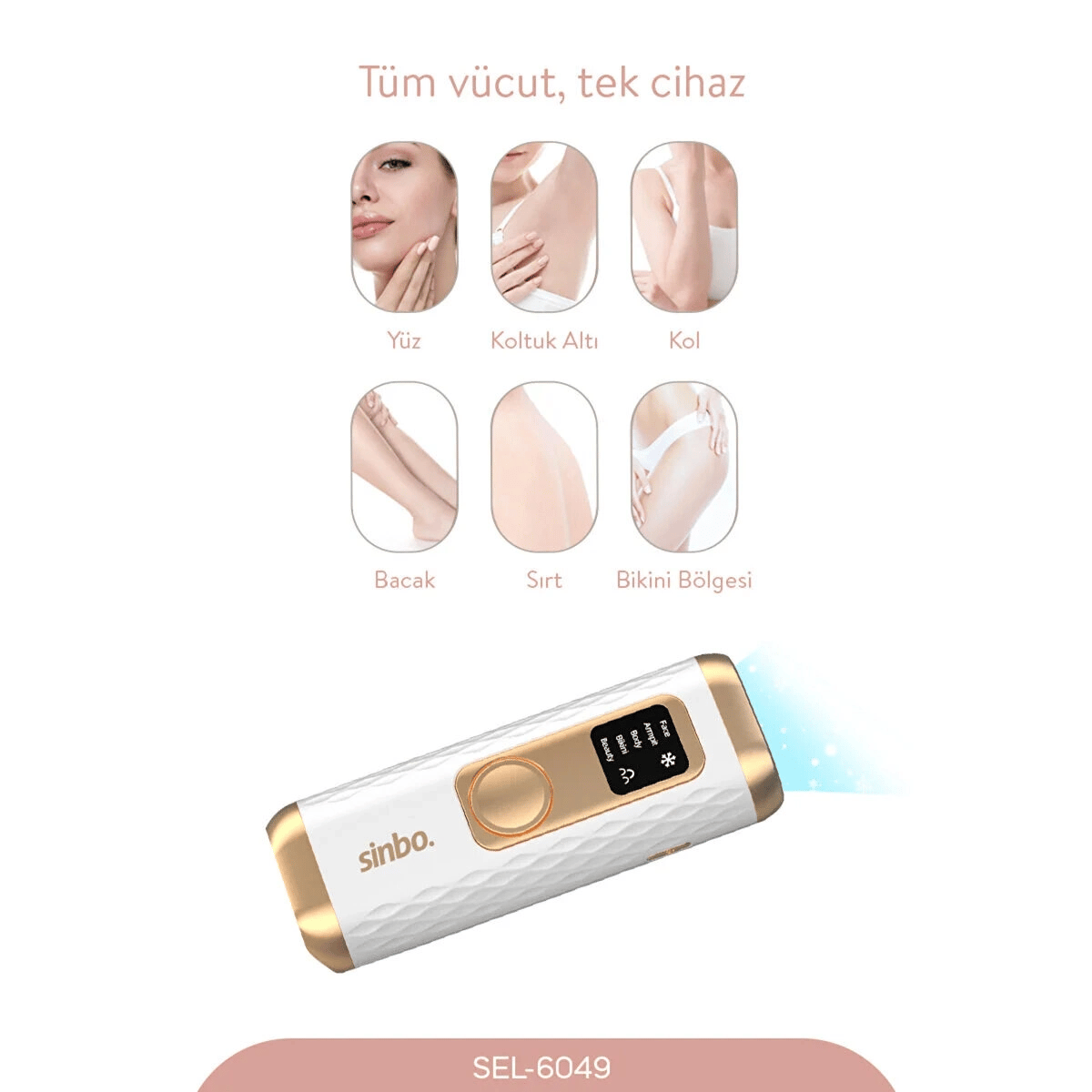 Ipl Buz Lazer Epilatör - Epilasyon Cihazı 5 Farklı Mod - Lcd Ekran Tüm Vücut Uygun Sel-6049 Bx40