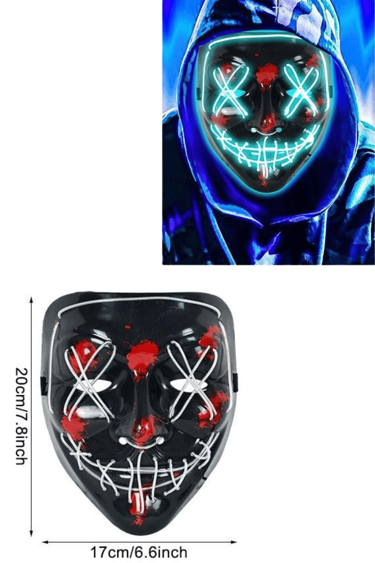 Işıklı Led Maske Parti Eğlence Maskesi Hallowen Neon Maske