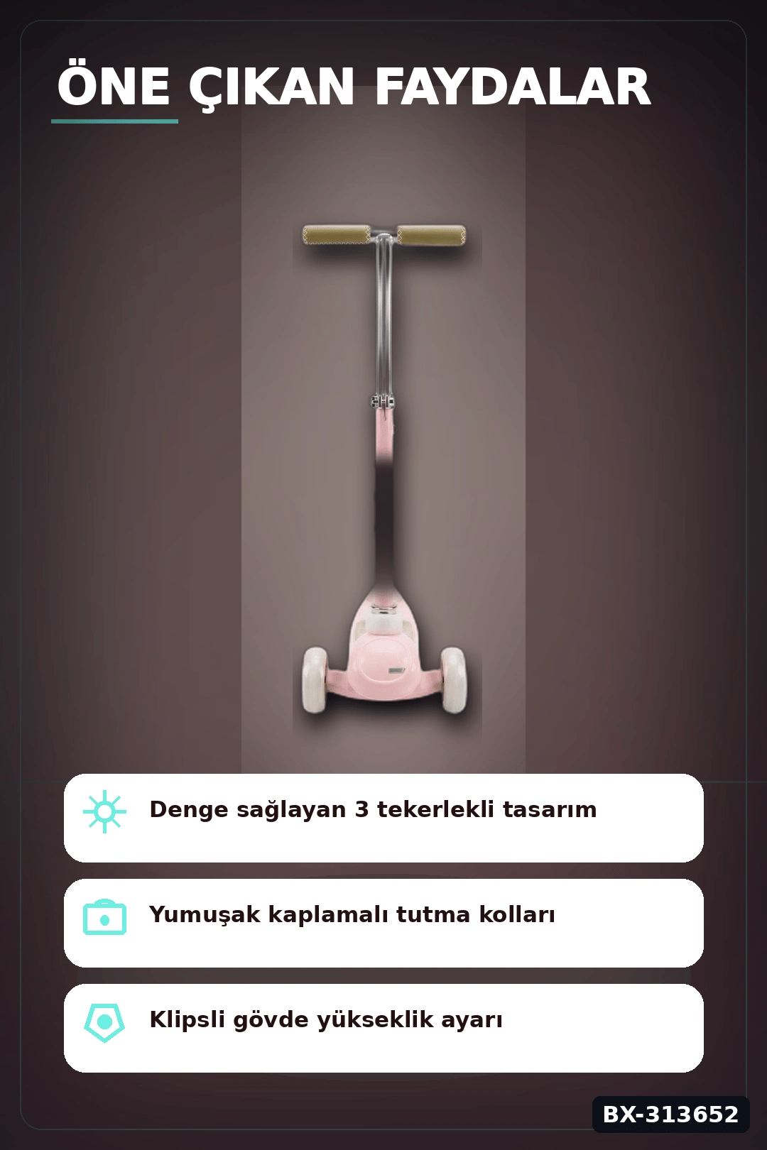 Işıklı Müzikli Round Scooter 1 Adet Çocuk Scooterı Açık Hava Eğlencesi BX-313652