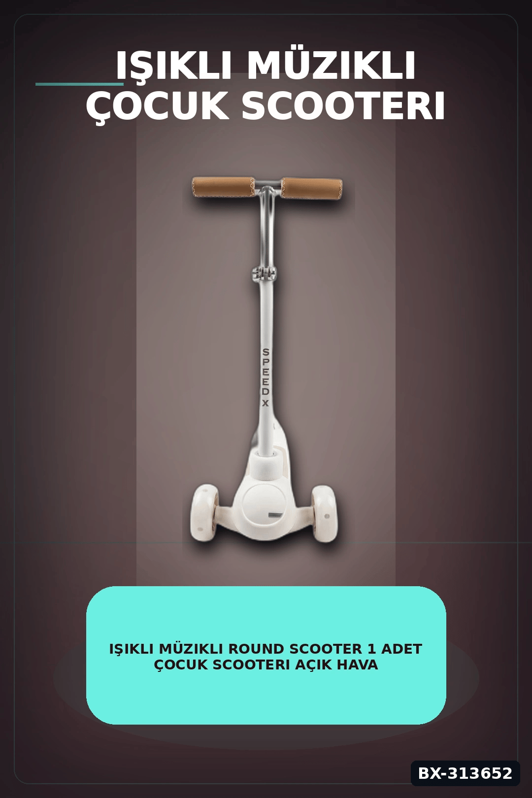 Işıklı Müzikli Round Scooter 1 Adet Çocuk Scooterı Açık Hava Eğlencesi BX-313652